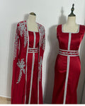Conjunto de vestido de fiesta, vestido y chilaba de gasa combinado en lentejuelas plateadas en" oferta" enviar medidas por WhatsApp al 657804052 , tallas 36 a 42