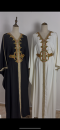 Vestido árabe combinado en pedrerías de cristal! Largo tejido de crespón fino con mucha caída y frescura, talla única pero da desde 38 asta 56 precioso